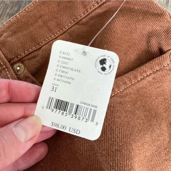 NWT! We The Free Carpenter TINSLEY BAGGY HIGH RISE STRAIGHT LEG Color: Chocolate - Picture 5 of 14